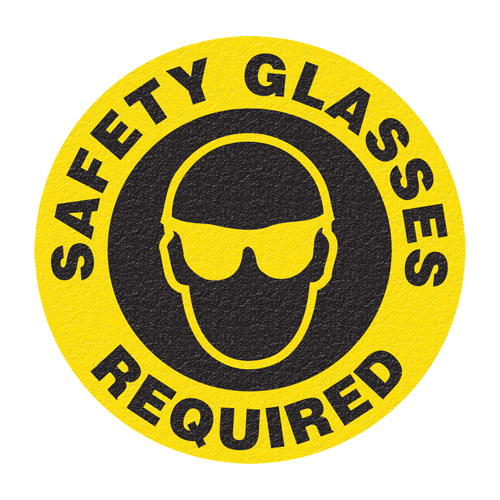 "Safety Glasses" Floor Sign, Adhesive, English with Pictogram Duraquip Inc