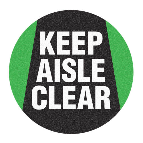 "Keep Aisle Clear" Floor Sign, Adhesive, English with Pictogram Duraquip Inc