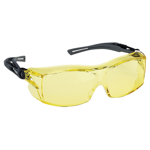 Lunettes de s&eacute;curit&eacute; s&eacute;rie Extra OTG Dynamic, Lentille Ambr&eacute;e, Antibu&eacute;e/Anti-&eacute;gratignures, ANSI Z87+/R&eacute;pond ou surpasse la norme CSA Z94.3 Duraquip Inc