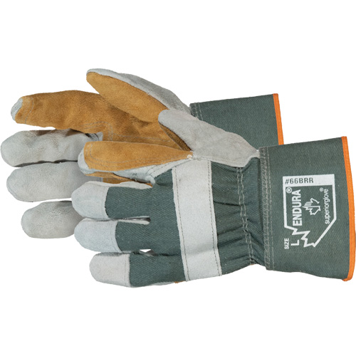 Gants dajusteur avec paume double Endura, Taille unique, Paume en Cuir de vache refendu Duraquip Inc