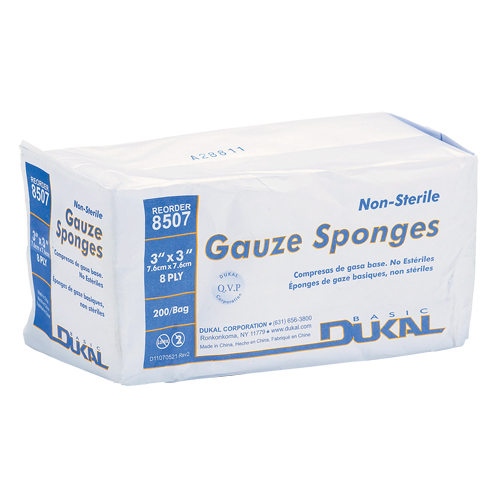 Dynamic Gauze Sponge, Pad, 3" L x 3" W, Medical Device Class 1 Duraquip Inc