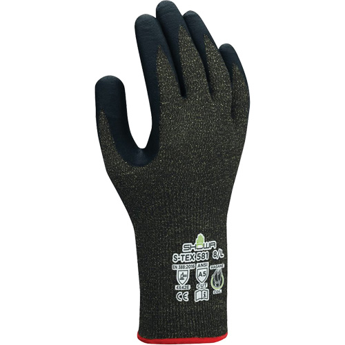 Gants r&eacute;sistants aux coupures S-TEX 581, Taille 6/Petit, Calibre 13, Rev&ecirc;tement Mousse de nitrile, Enveloppe en Acier inoxydable/Kevlar, ANSI/ISEA 105 niveau 5/EN 388 niveau E Duraquip Inc