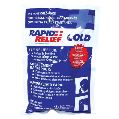 Compresse froide instantan&eacute;e Rapid Relief, Froid, Utilisation unique, 5" x 9" Duraquip Inc