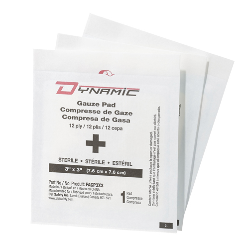 Dynamic Gauze, Pad, 3" L x 3" W, Sterile, Medical Device Class 1 Duraquip Inc