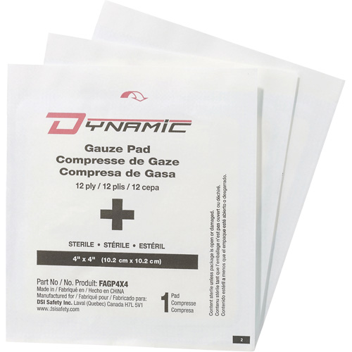 Dynamic Gauze, Pad, 4" L x 4" W, Sterile, Medical Device Class 1 Duraquip Inc