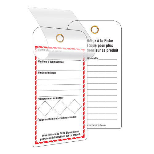 &eacute;tiquettes SGH auto-plastifiantes pour le milieu de travail, Papier cartonn&eacute;, 3" la x 6" h, Français Duraquip Inc