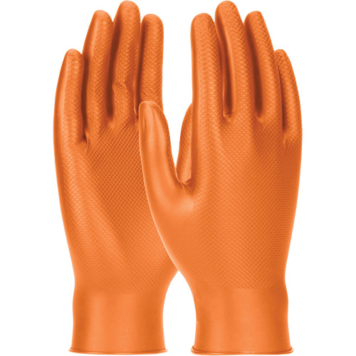 Grippaz Skins Ambidextrous Disposable Gloves, Small, Nitrile, 6-mil, Powder-Free, Orange Duraquip Inc