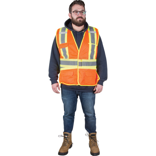 Veste d'arpenteur r&eacute;sistante aux flammes, Orange haute visibilit&eacute;, 2T-Grand, Polyester Duraquip Inc