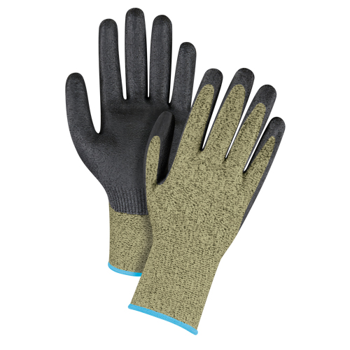 Black & Yellow Seamless Stretch Cut-Resistant Gloves, Size X-Large/10, 13 Gauge, Foam Nitrile Coated, Aramid Shell, ASTM ANSI Level A6 Duraquip Inc