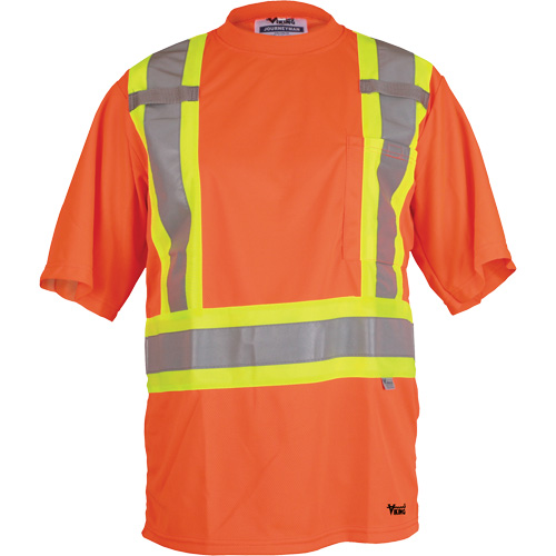 Viking&reg; Safety T-Shirt, Polyester, Small, High Visibility Orange Duraquip Inc