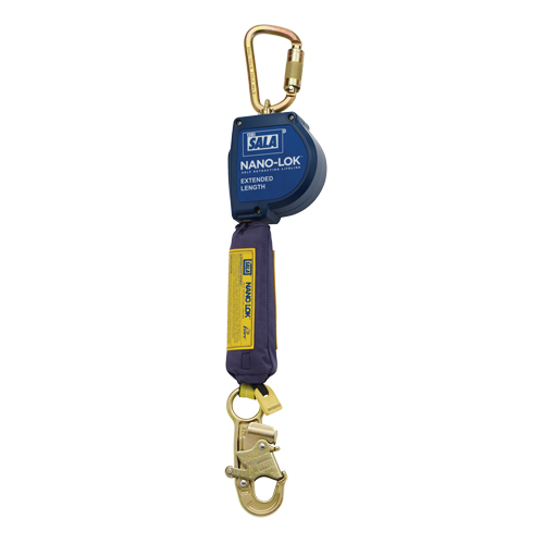 Cordage de s&eacute;curit&eacute; autor&eacute;tractable allong&eacute; Nano-Lok, 10', Polyester/Sangles, Pivotant Duraquip Inc