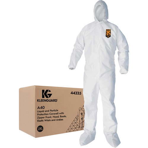 Kleenguard A40 Coveralls, 2X-Large, White, Microporous Duraquip Inc