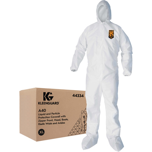 Kleenguard A40 Coveralls, X-Large, White, Microporous Duraquip Inc
