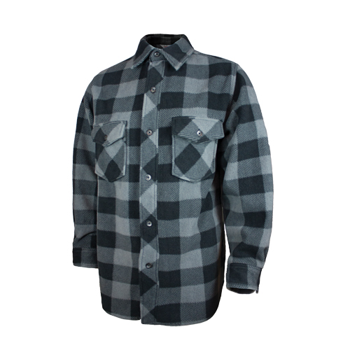 Plaid Solar Fleece Shirt, Men's, Large, Grey Duraquip Inc