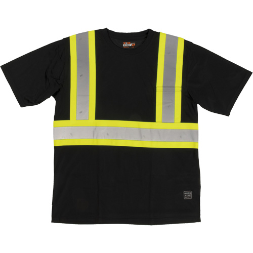 Short-Sleeved Safety T-Shirt with Pocket, Polyester, Large, Black Duraquip Inc