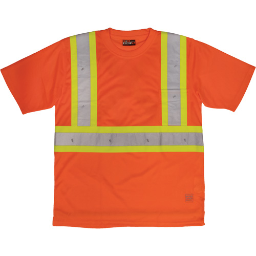 Short-Sleeved Safety T-Shirt with Pocket, Polyester, Large, High Visibility Orange Duraquip Inc