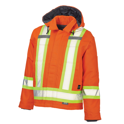 Manteau de s&eacute;curit&eacute;, Orange haute visibilit&eacute;, Grand Duraquip Inc