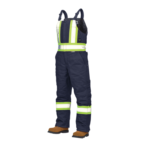 Duck Lined Safety Overalls, Cotton, Large, Navy Blue Duraquip Inc