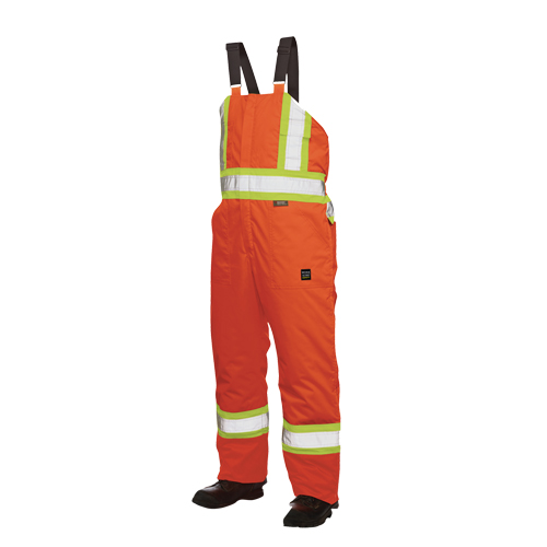 Lined Safety Overalls, Polyester/Polyurethane, Large, High Visibility Orange Duraquip Inc