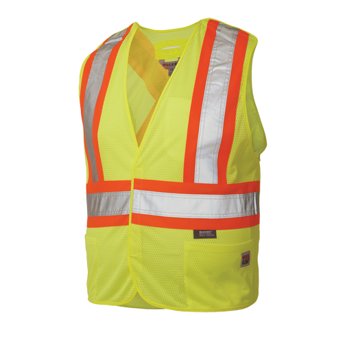 5-Point Tearaway Safety Vest, High Visibility Lime-Yellow, Large/X-Large, Polyester Duraquip Inc