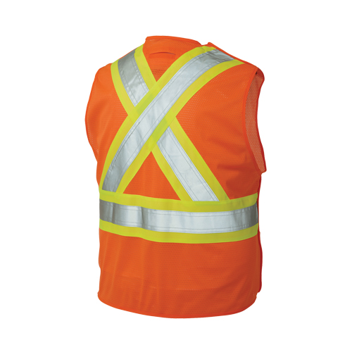 Veste de s&eacute;curit&eacute; d&eacute;tachable en cinq points, Orange haute visibilit&eacute;, Grand/T-Grand, Polyester Duraquip Inc