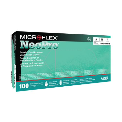 NEOPRO&reg; Gloves, X-Small, Neoprene, 5.1-mil, Powder-Free, Green, Class 2 Duraquip Inc