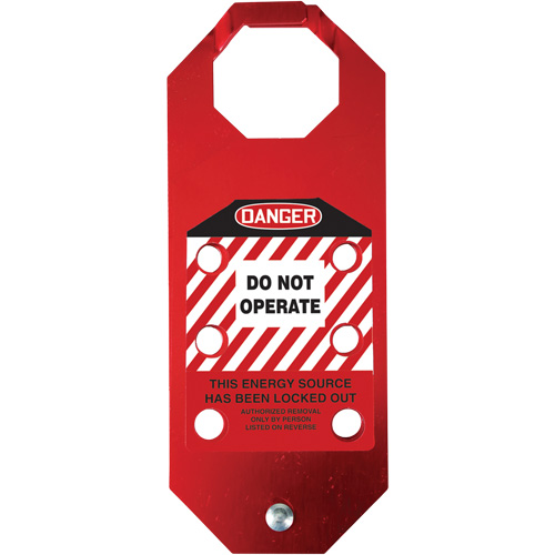 Stopout&reg; OSHA Danger Aluma-Tag Do Not Operate Hasp, Red Duraquip Inc