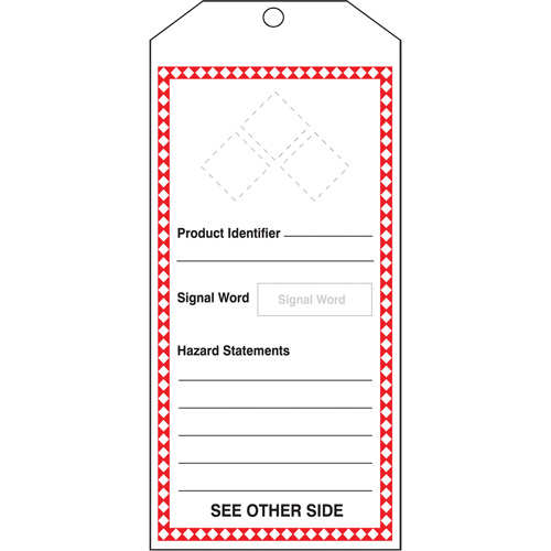 GHS Jumbo Safety Tag, Cardstock, 3-7/8" W x 8-1/2" H, English Duraquip Inc