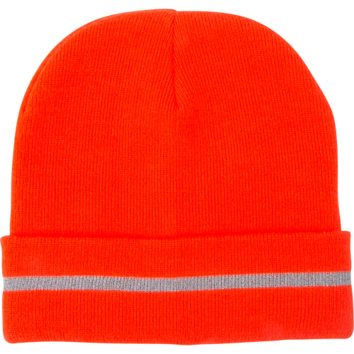 Bonnet en tricot haute visibilit&eacute; avec bande r&eacute;fl&eacute;chissante, Orange haute visibilit&eacute;, Acrylique Duraquip Inc