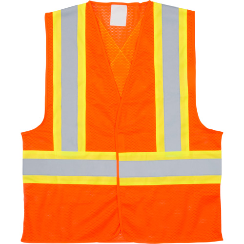 Traffic Safety Vest, High Visibility Orange, Medium, Polyester Duraquip Inc