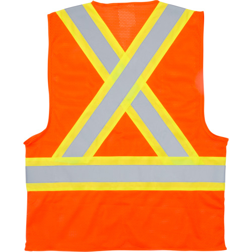 Traffic Safety Vest, High Visibility Orange, Medium, Polyester Duraquip Inc