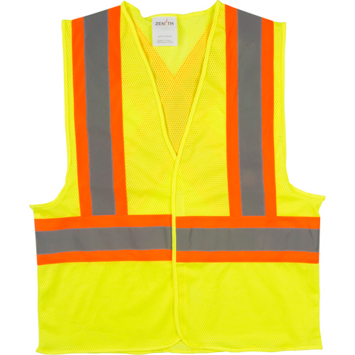 Traffic Safety Vest, High Visibility Lime-Yellow, Medium, Polyester Duraquip Inc