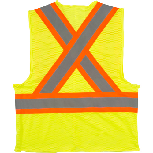 Traffic Safety Vest, High Visibility Lime-Yellow, Medium, Polyester Duraquip Inc