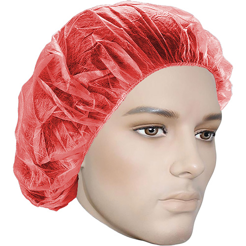 Bonnets bouffants, Polypropyl&egrave;ne, 21", Rouge Duraquip Inc
