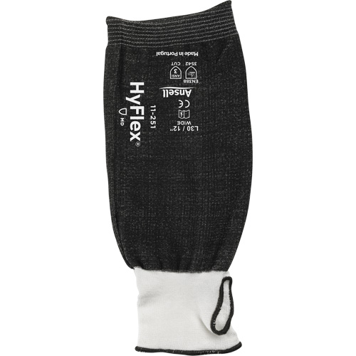 HyFlex&reg; Cut-Resistant Sleeve, HPPE, 12", ANSI/ISEA 105 Level 3, Black Duraquip Inc