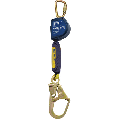 Cordage de s&eacute;curit&eacute; autor&eacute;tractable allong&eacute; Nano-Lok, 9', Polyester/Sangles, Pivotant Duraquip Inc