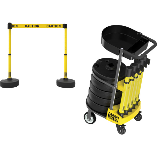 Chariot de transport avec plateau pour barri&egrave;re PLUS, 75' lo, M&eacute;tal, Jaune Duraquip Inc