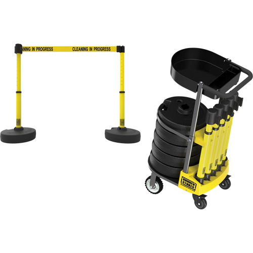 Chariot de transport avec plateau pour barri&egrave;re PLUS, 75' lo, M&eacute;tal, Jaune Duraquip Inc
