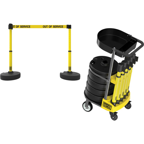Chariot de transport avec plateau pour barri&egrave;re PLUS, 75' lo, M&eacute;tal, Jaune Duraquip Inc