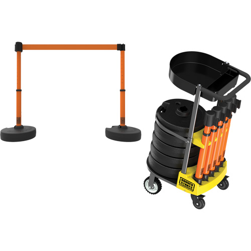 Chariot de transport avec plateau pour barri&egrave;re PLUS, 75' lo, M&eacute;tal, Orange Duraquip Inc