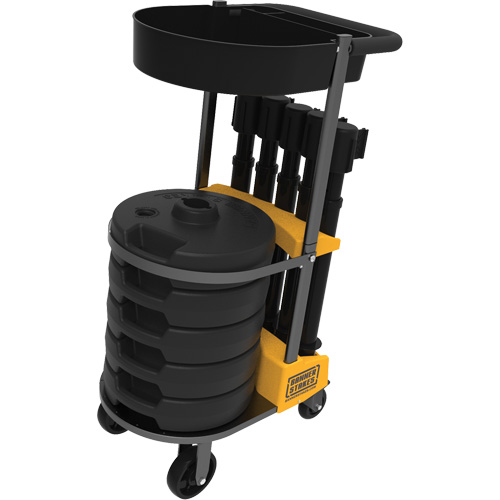 Chariot de transport avec plateau pour barri&egrave;re PLUS, 75' lo, M&eacute;tal, Noir Duraquip Inc