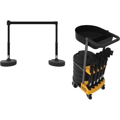 Chariot de transport avec plateau pour barri&egrave;re PLUS, 75' lo, M&eacute;tal, Noir Duraquip Inc