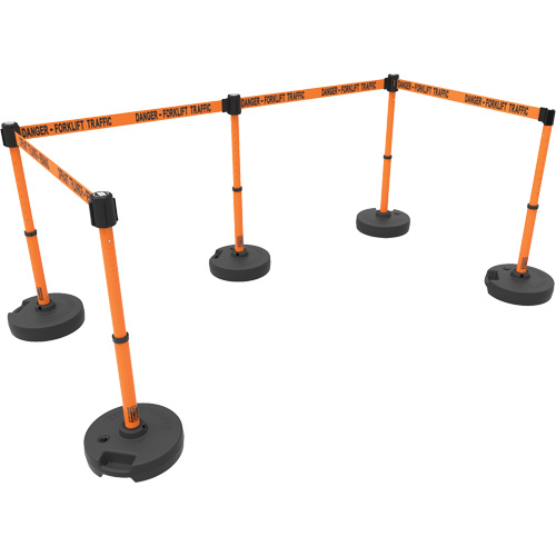 Ensemble de cinq montants pour barri&egrave;re PLUS, Plastique, 42" h, Ruban Orange, Longueur du ruban 15' Duraquip Inc