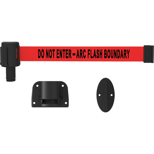 PLUS Wall Mount Barrier System, Plastic, Screw Mount, 15', Red Tape Duraquip Inc