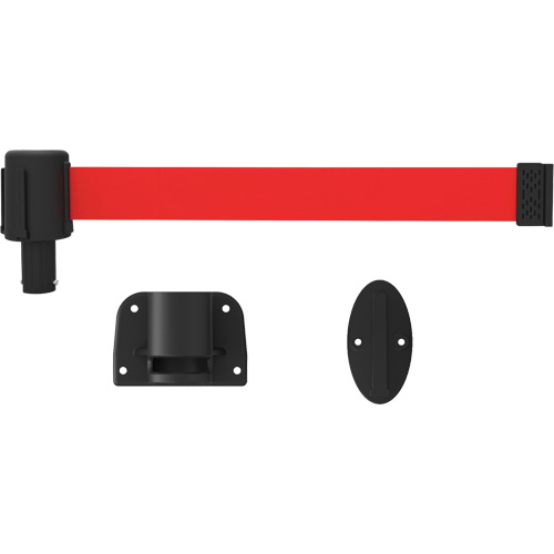 Syst&egrave;me de montage mural pour barri&egrave;re PLUS, Plastique, Fixation par vis, 15', Ruban Rouge Duraquip Inc