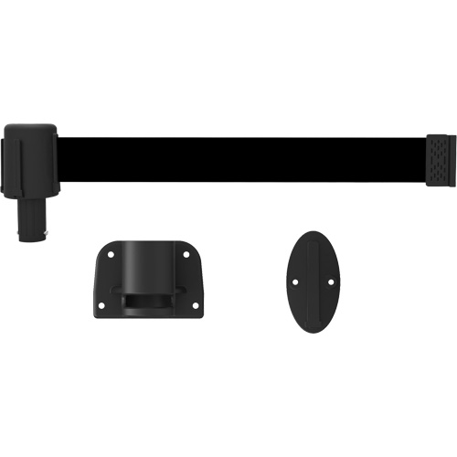 PLUS Wall Mount Barrier System, Plastic, Screw Mount, 15', Black Tape Duraquip Inc