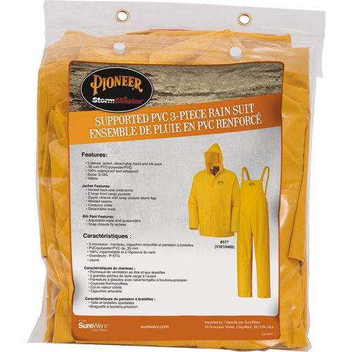 577 V&ecirc;tements imperm&eacute;ables 3 morceaux, Polyester/PVC, 5T-Grand, Jaune Duraquip Inc