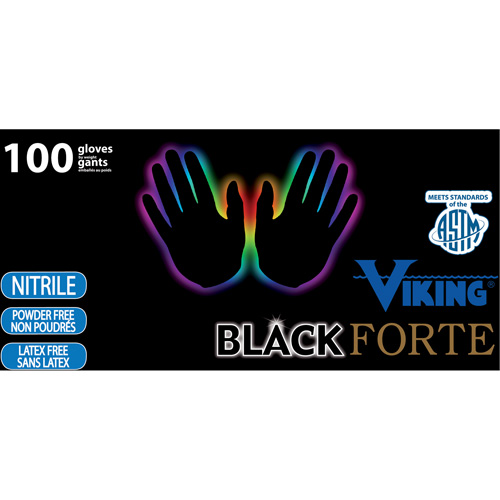 34605 Forte Disposable Gloves, Small, Nitrile, 6-mil, Powder-Free, Black Duraquip Inc