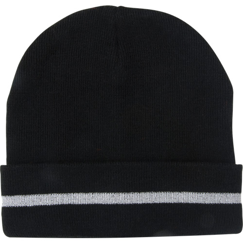 Bonnet en tricot avec bande r&eacute;fl&eacute;chissante argent&eacute;e, Taille unique, Noir Duraquip Inc