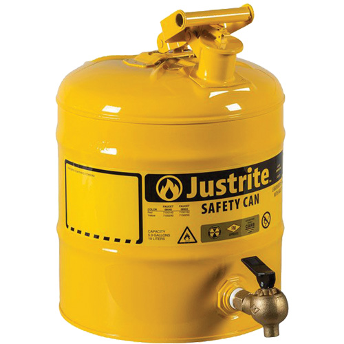 Safety Shelf Can, Type I, Steel, 5 US gal., Yellow, FM Approved Duraquip Inc